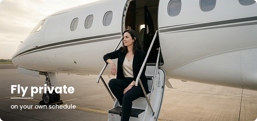 private jet cabin before departure